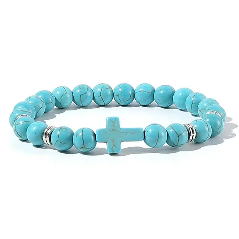 Prière hommes pierre naturelle perles de bois chapelet hématite croix Bracelets Onyx méditation Bracelet femmes Yoga bijoux Homme Pulsera