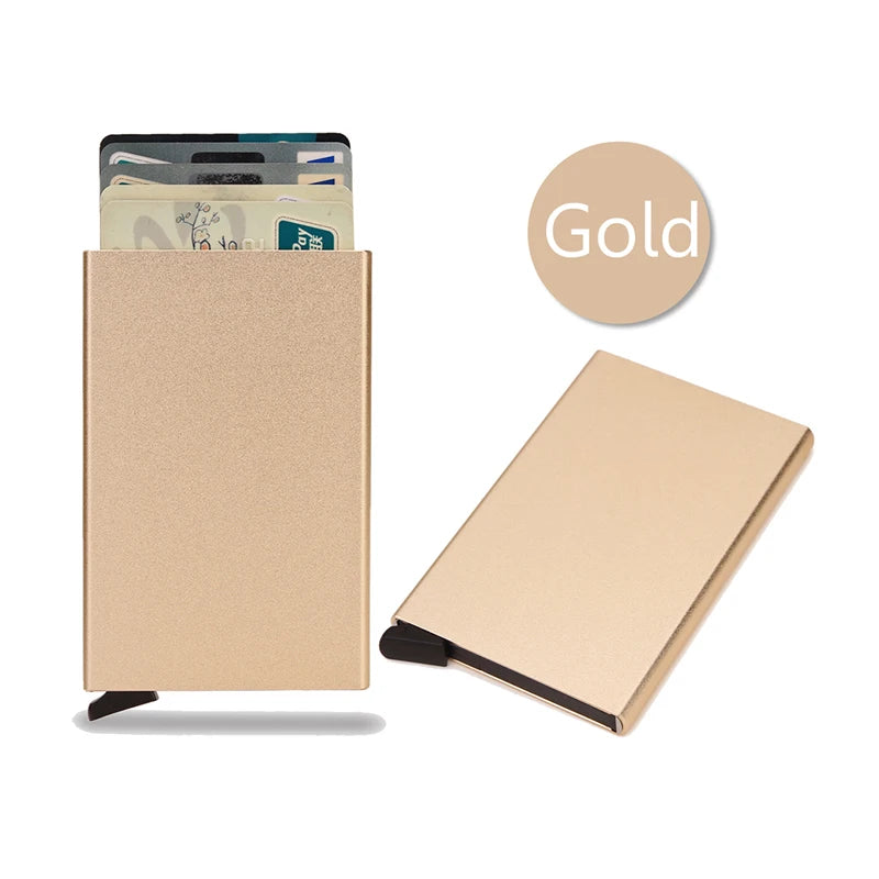 Hommes ID crédit porte carte bancaire portefeuille Anti Rfid intelligent Anti Rfid blocage protégé magique Pop Up mince petit argent portefeuilles étui