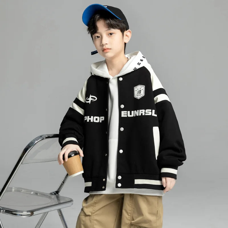 Collection printemps-automne 2025 : vêtements d'extérieur pour garçons, uniformes tendance, tenue décontractée, élégant, uniforme de baseball à manches longues
