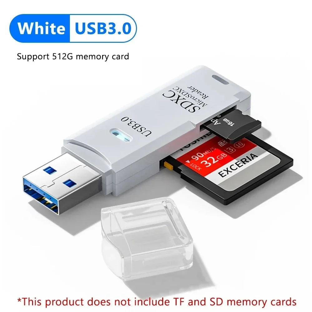 USB 3.0 SD TF Card Reader 2 in 1 High Speed Smart Cardreader Adapter for PC Laptop Notebook Computer Camera Car Mounted