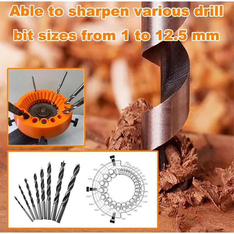 Affûteur de forets anti-dénudage pour meuleuse d'angle 2-13 mm, 20 trous avec inserts filetés métalliques, compatible avec les meuleuses 115/125, redonne vie aux vieux forets