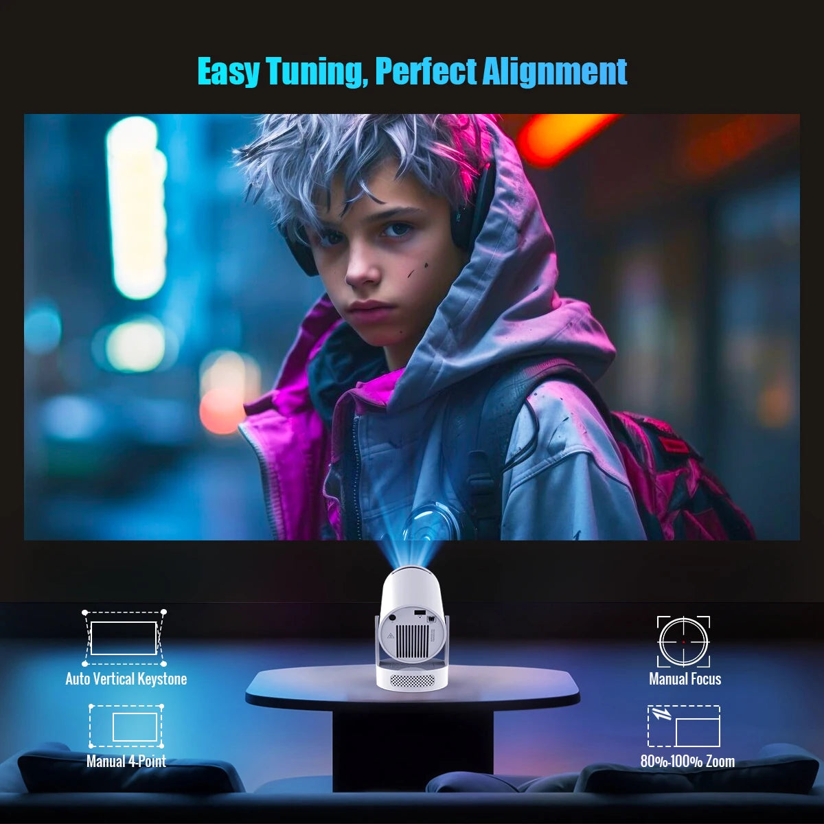 Projecteur Magcubic Android 14 8K 1280*720P HY300 Pro + Double Wi-Fi 290 ANSI 180° flexible BT5.0 Projecteur portable cinéma extérieur