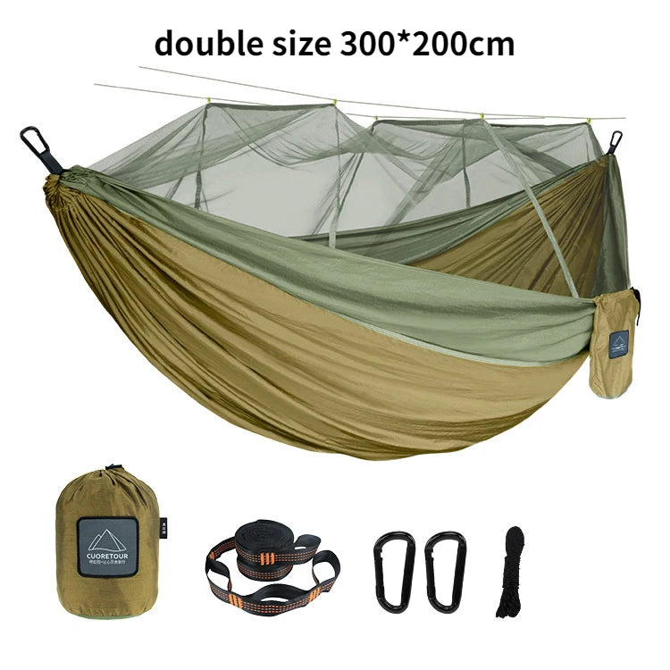 Tissu en nylon portable pour voyage, camping et couchage suspendu, disponible en tailles simple et double. Disponible en versions simple et double. Disponible en version portable et suspendue.