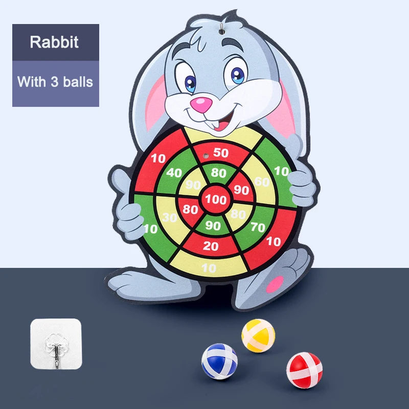 Dart Board for Kids with 3 Sticky Balls Indoor Outdoor Sport Party Games Cartoon Animal Dart Board Toys Christmas Gift
