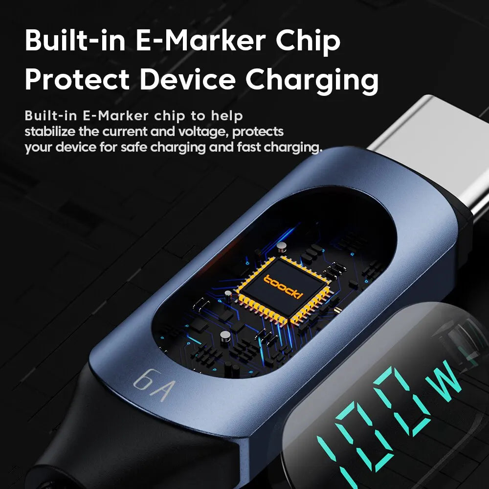 Toocki Type C à Type C câble 100W PD chargeur de charge rapide USB C à USB C câble d'affichage pour Xiaomi POCO F3 Realme Macbook iPad