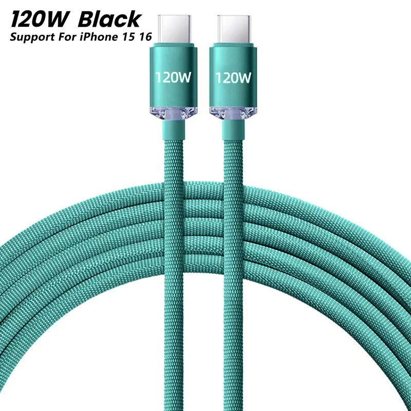 Câble USB C NNBILI 120W Super PD chargeur rapide câble C à C pour iPhone 15 16 Samsung Xiaomi Huawei cordon de données de charge rapide
