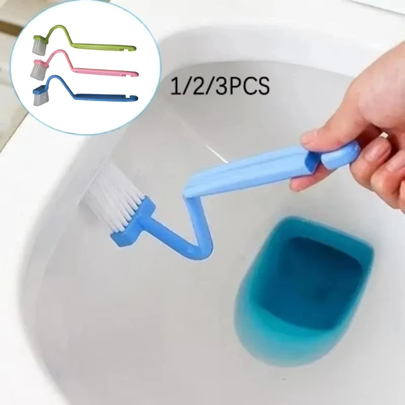 Brosse de toilette incurvée à long manche (1/2/3 pièces) - Outils de nettoyage en profondeur pour la maison et la salle de bain