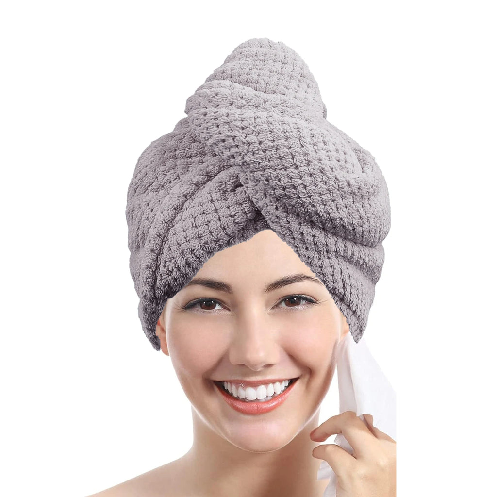 Serviette pour cheveux unie, bonnet de séchage texturé, 25 x 65 cm, serviette absorbante pour femmes à chemise boutonnée