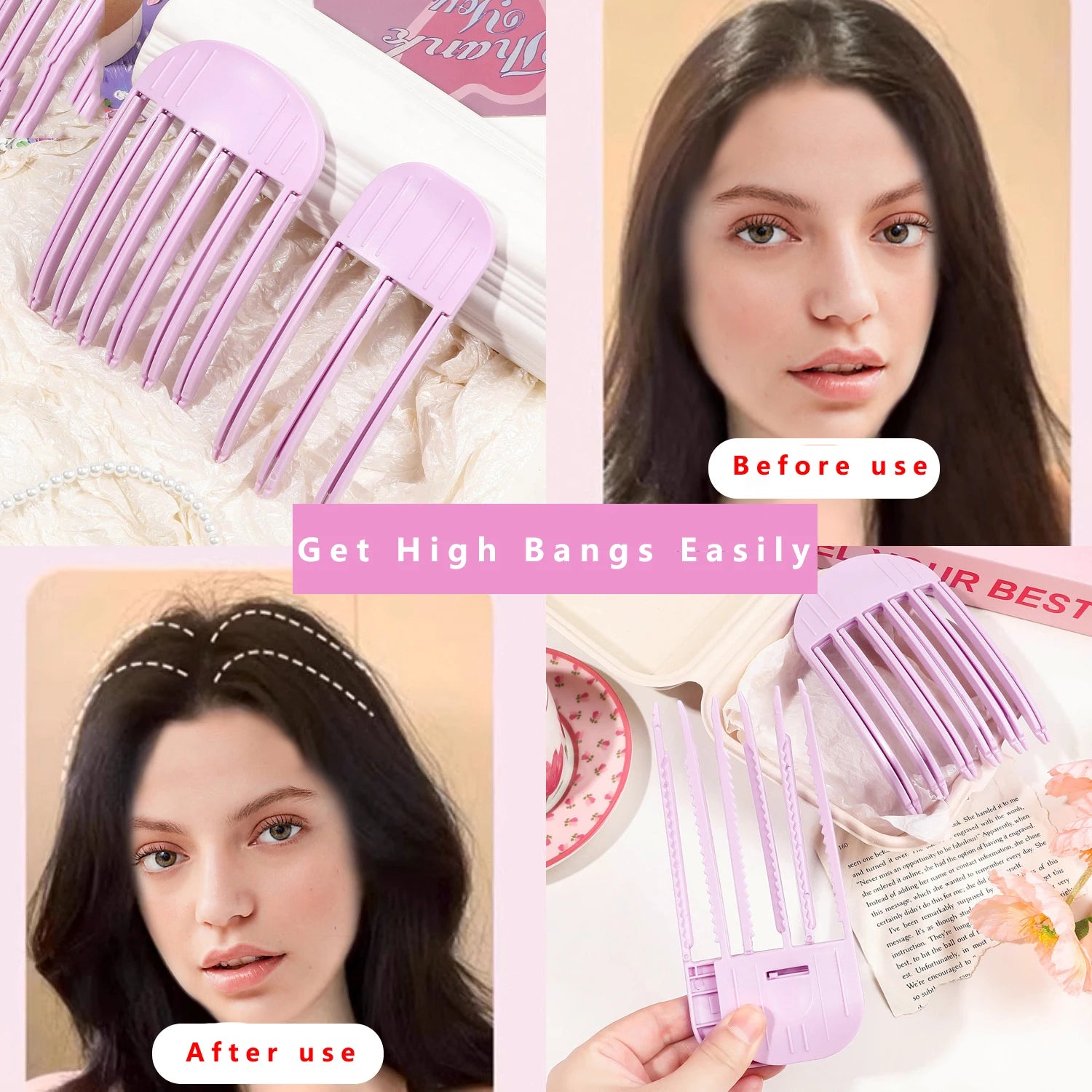 Pinces à cheveux bouclées duveteuses pour frange, racines volumineuses, pinces à cheveux pour femmes, pinces à cheveux à forme fixe, bigoudis volumisants tendance
