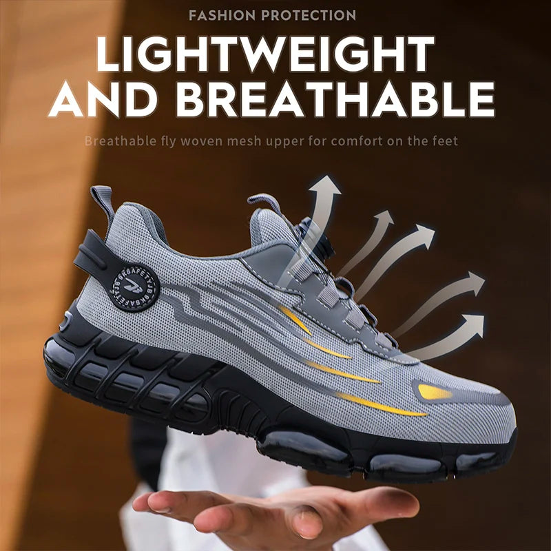 Chaussures de travail respirantes, sans lacets, à semelle souple, confortables, anti-écrasement et anti-perforation