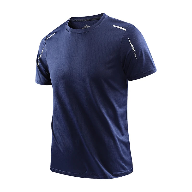 CHRLCK T-shirts de course à séchage rapide pour hommes respirant randonnée pêche T-shirts élasticité douce Sports de plein air chemise courte été