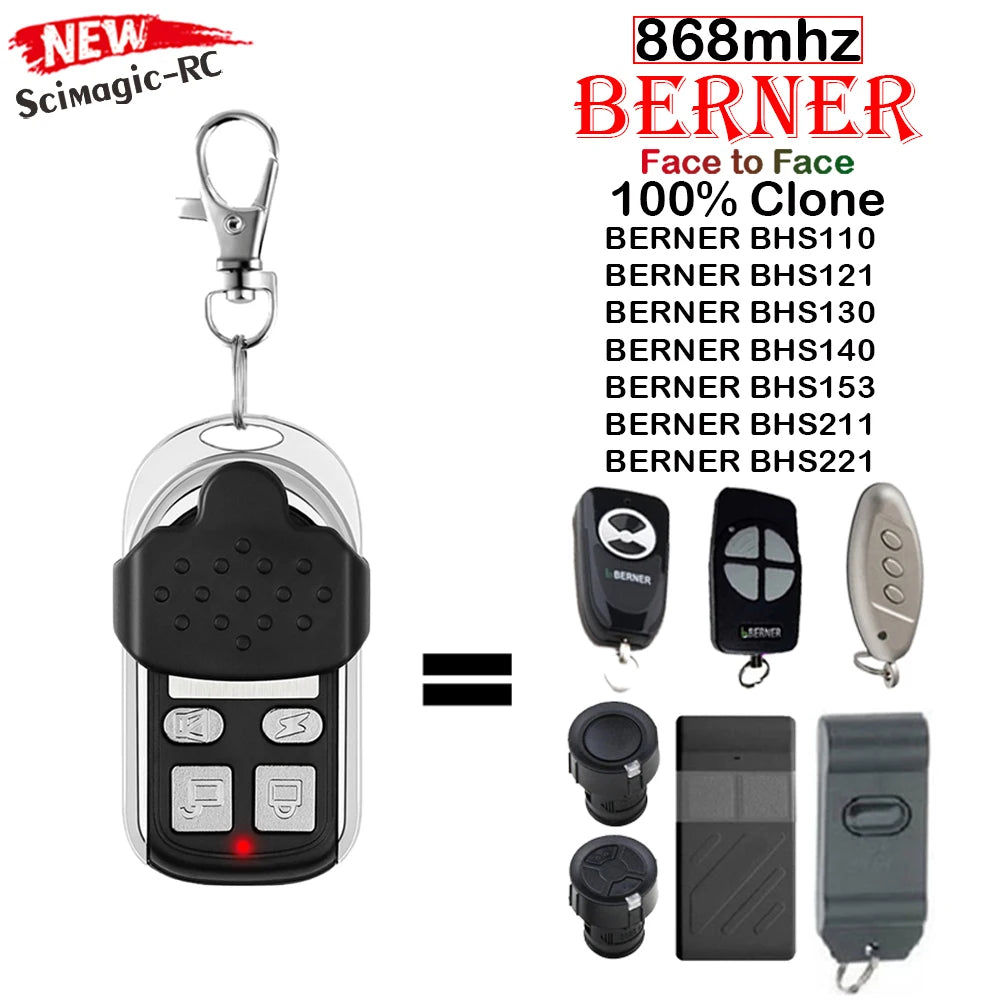Duplicateur de télécommande de porte de garage Berner BHS110 BHS121 BHS130 BHS140 BHS153 BHS211 BHS221 868 MHz Émetteur-clé