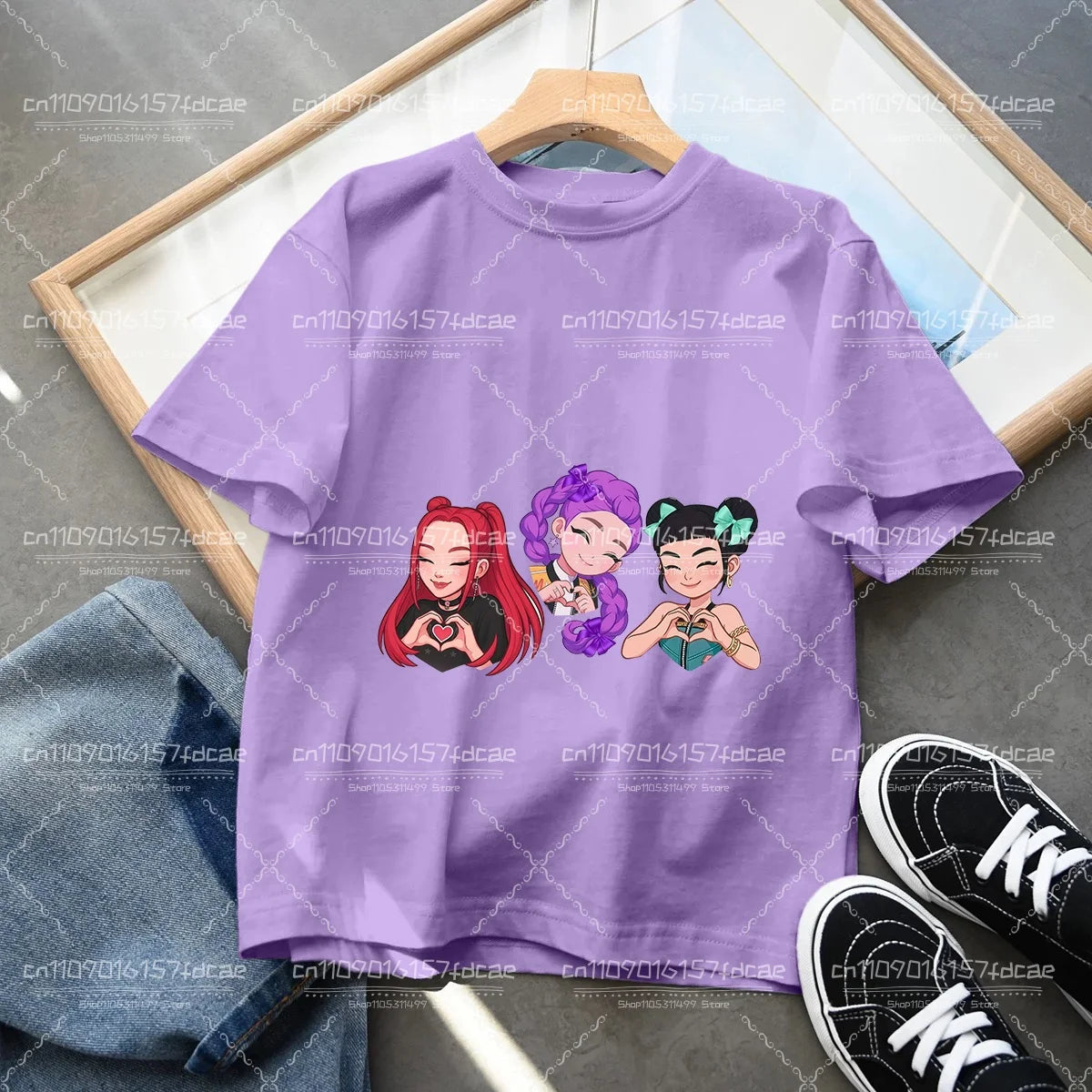 T-shirt Fun Huntrix Kpop Demon Hunters 2026 pour garçons et filles fans, cadeau d'été, col rond, manches courtes, t-shirt tendance pour enfants