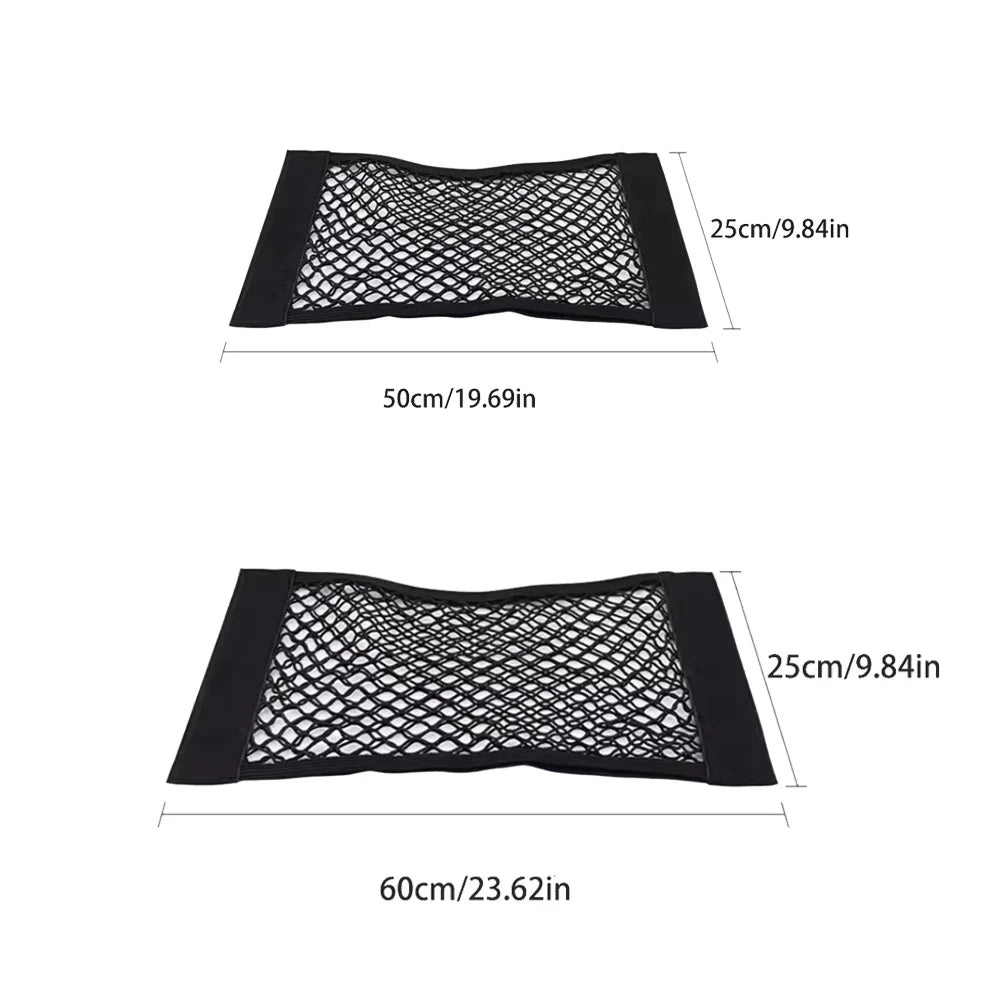 Car Back Rear Mesh Trunk Seat Elastic String Net Magic Sticker Universal Storage Bag Pocket Cage Auto Organizer Seat Back Bag