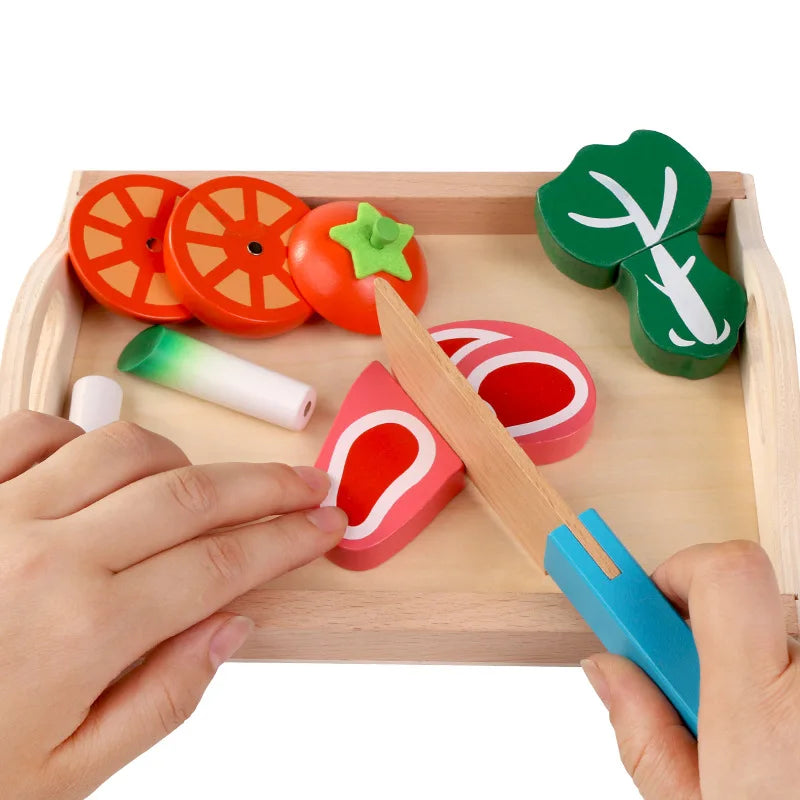 Cuisine de simulation en bois, jeu classique Montessori, jouet éducatif pour enfants, cadeau pour enfants, ensemble de découpe de fruits et légumes