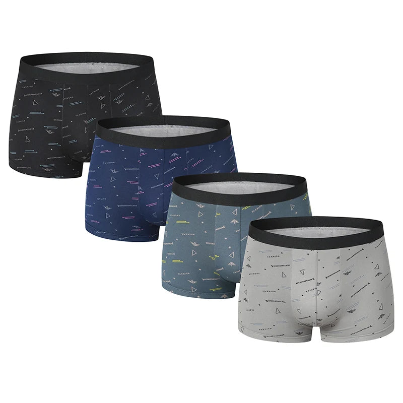 Ensemble de 4 sous-vêtements pour hommes, confortables et tendance, shorty imprimé grande taille, maillot de bain jusqu'à 6XL pour adolescents