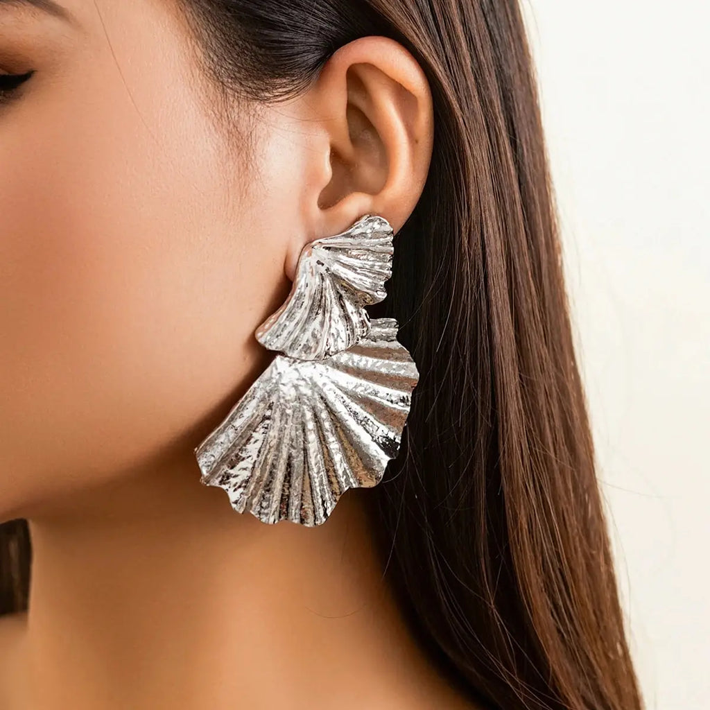 Boucles d'oreilles classiques à pendentif en forme de feuille de Ginkgo pour femmes, accessoires de bijouterie de fête de Banquet, irréguliers et exagérés