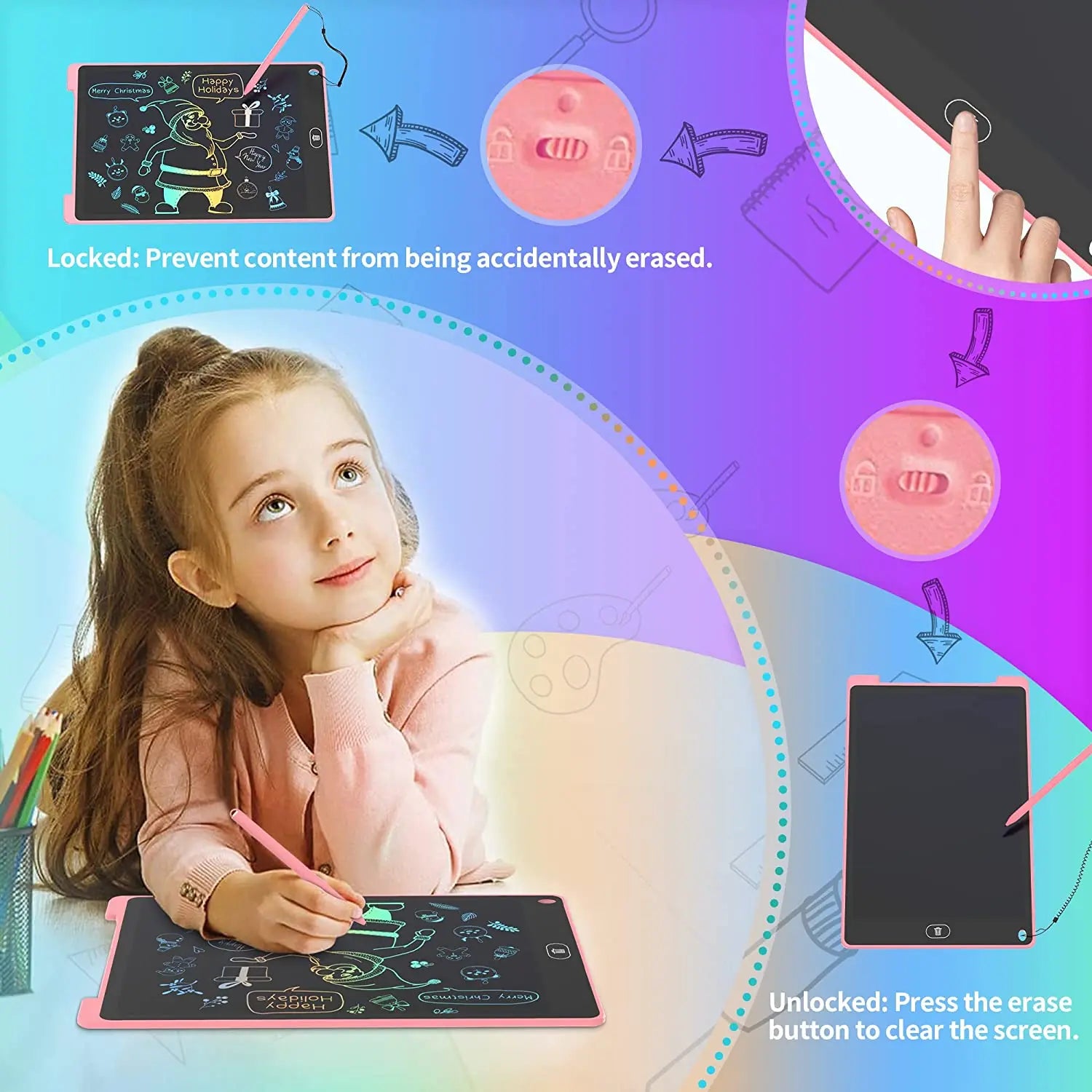 Tablette graphique numérique 8,5/12 pouces avec écran LCD, jouet et cadeau pour enfant