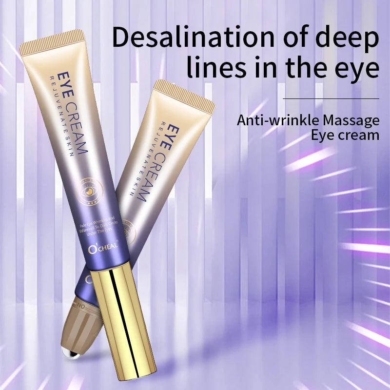 O'CHEAL Crème contour des yeux anti-rides avec bille, sérum hydratant à séchage rapide à l'acide hyaluronique, atténue les ridules