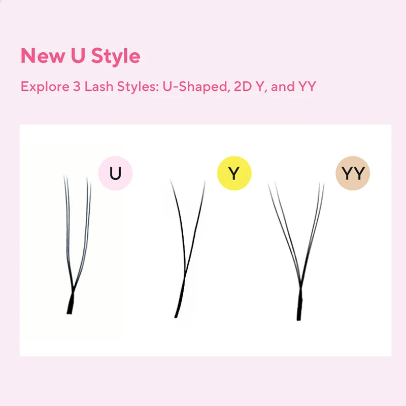 DIYDAY – Extension de cils YY en forme de U, faux cils en vison Ultra doux et légers, PBT Premium, Double couche