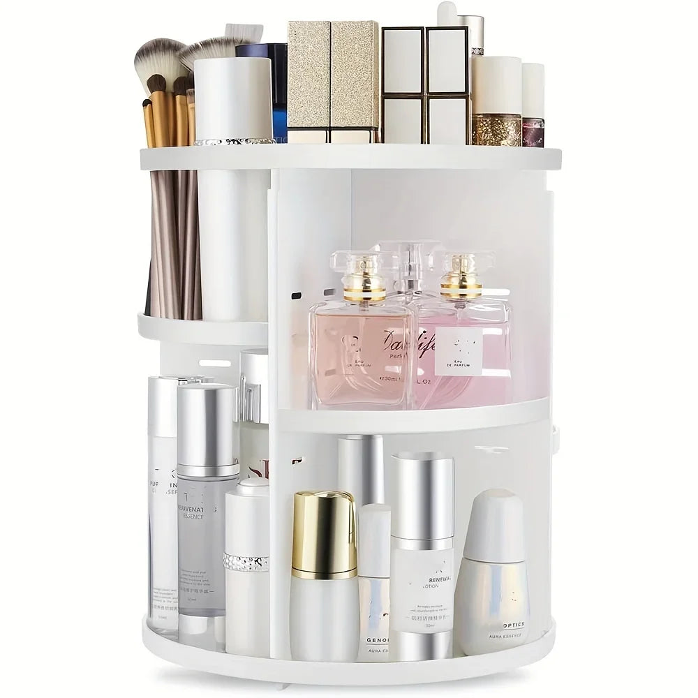 Clear Makeup Organizer with 360° Rotation - Spinning Countertop Holder Shelf, Bathroom/Cosmetics Storage Essential