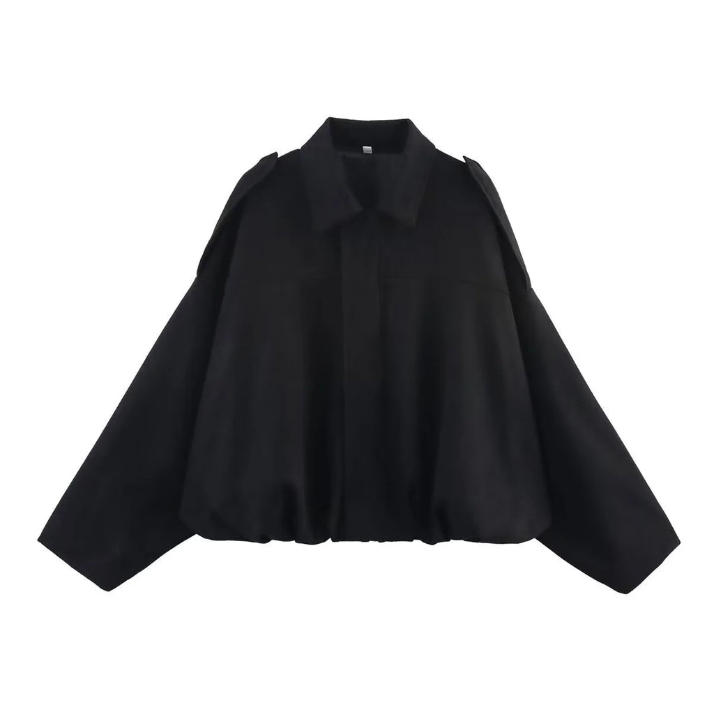 Vestes bombers élégantes pour femmes, style militaire, col rabattu, manches longues, coupe ample, vêtements d'extérieur vintage, hauts chics