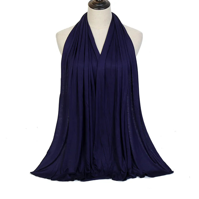 Écharpe Hijab en Jersey de coton Modal, châle musulman Long, Turban doux uni, bandeau pour femmes, bandeau africain 170x60cm