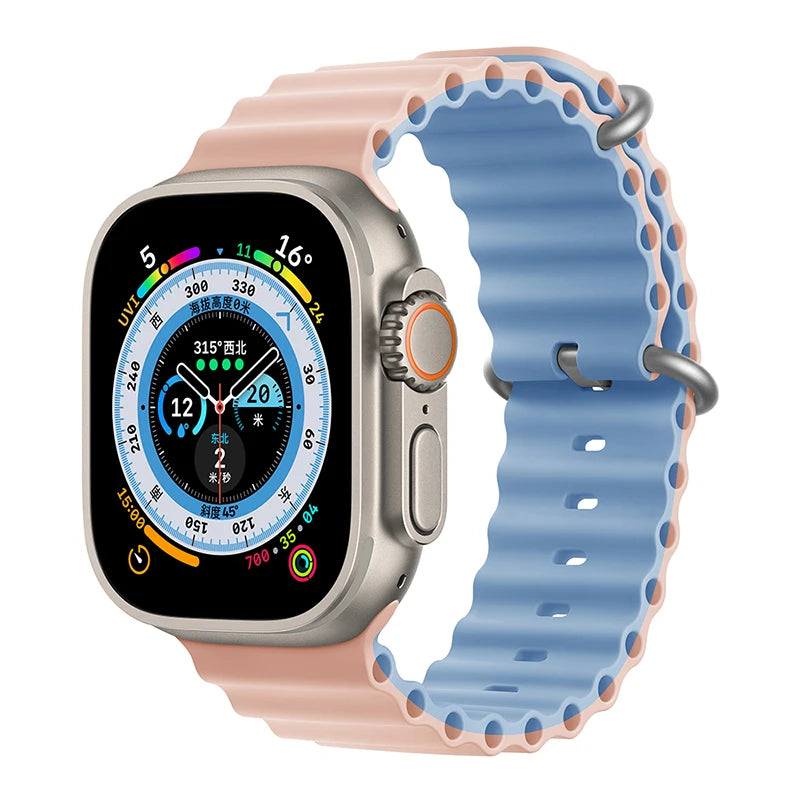 Bracelet océan en Silicone pour bracelets de montre Apple 45mm 46mm 40mm Ultra 2 49mm 44mm 41mm 38-42mm bracelet de sport série 10 9 8 7 6 5 4 SE