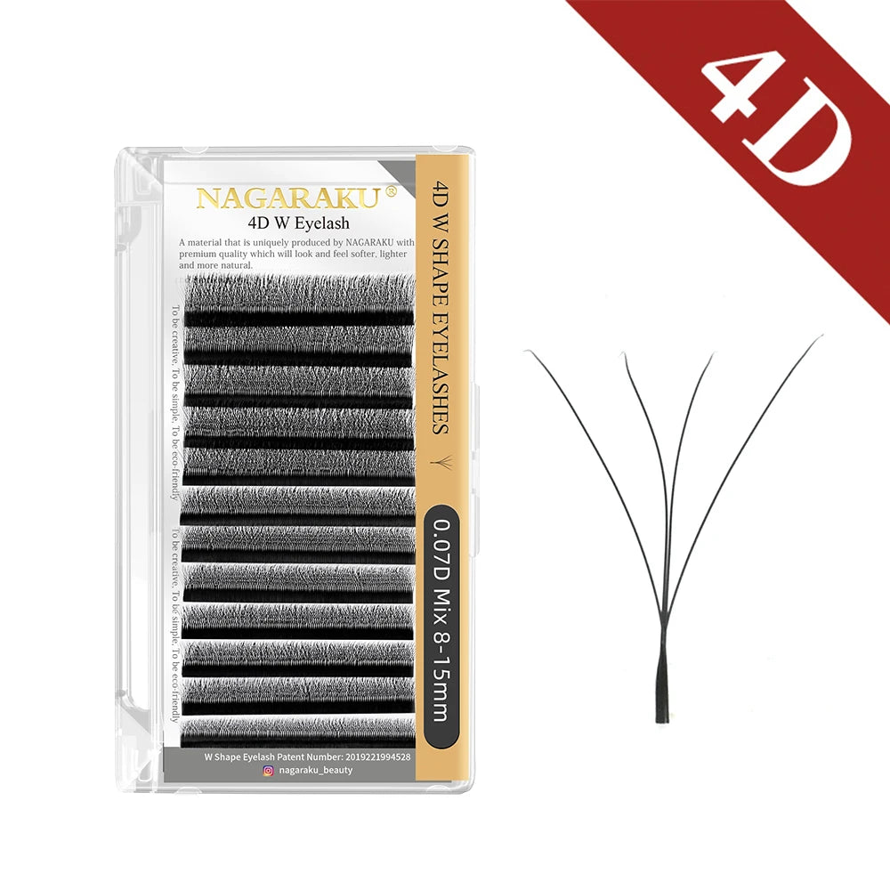 NAGARAKU floraison automatique W forme Bloom 3D 4D 5D 6D Extensions de cils en éventail préfabriqués lumière douce naturelle pleine Dense