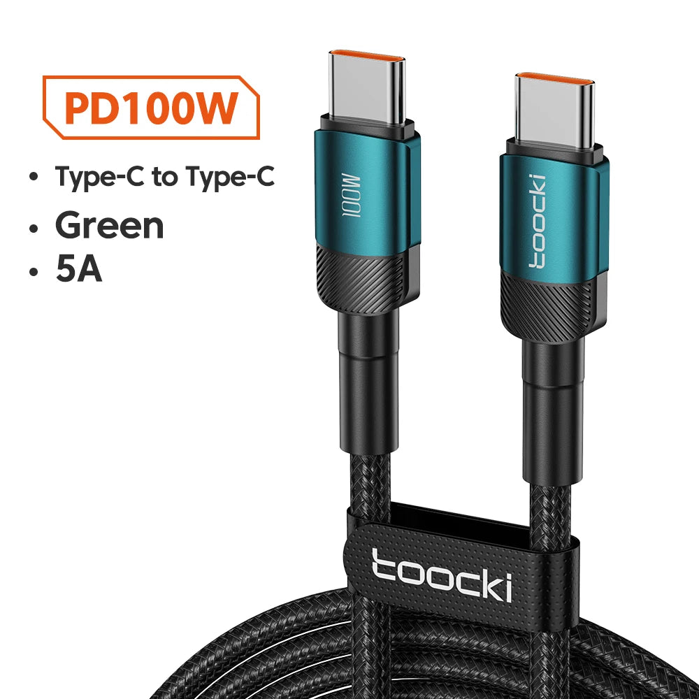 Toocki 100W Type C vers USB C câble PD 3.0 Charge rapide 4.0 Charge rapide Type C vers Type C pour iPhone 15 Macbook Samsung Xiaomi