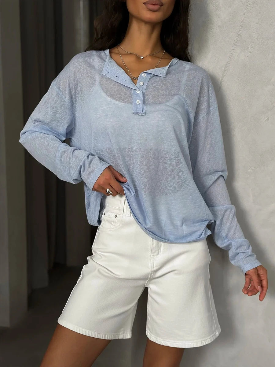 Hirsionsan 2025 basique doux t-shirts femmes été automne manches longues bas ample t-shirts dames décontracté tricoté doux femme hauts