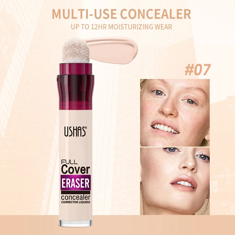New Sponge Head Concealer for Dark Circles Freckles Acne Pigmentation and Blemishes Long Lasting Moisturizing Liquid Foundation