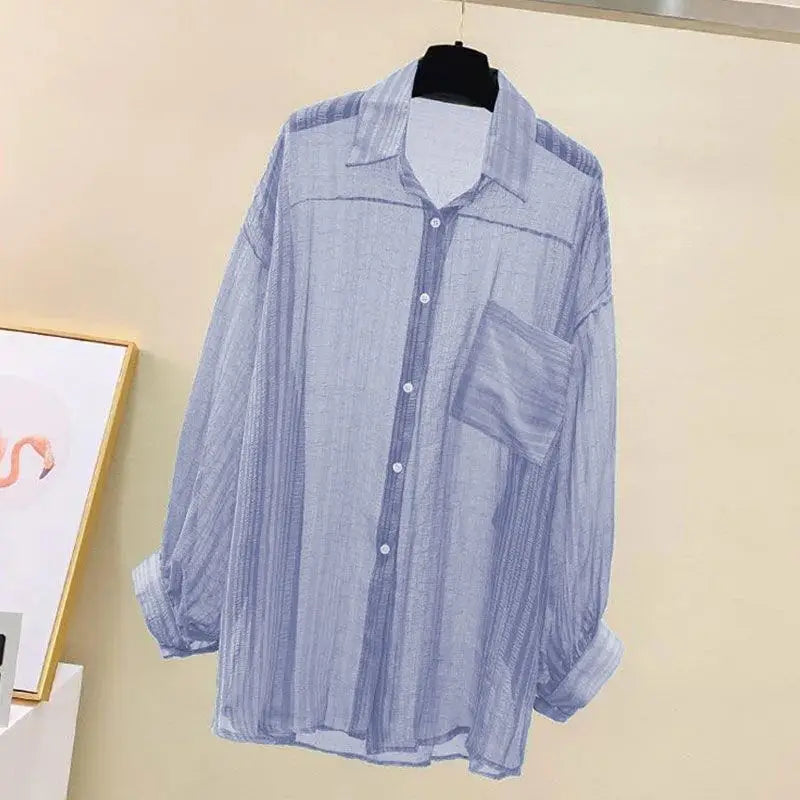 Chemisier d'été élégant en mousseline fine transparente style Harajuku coréen, haut ample et décontracté pour femme
