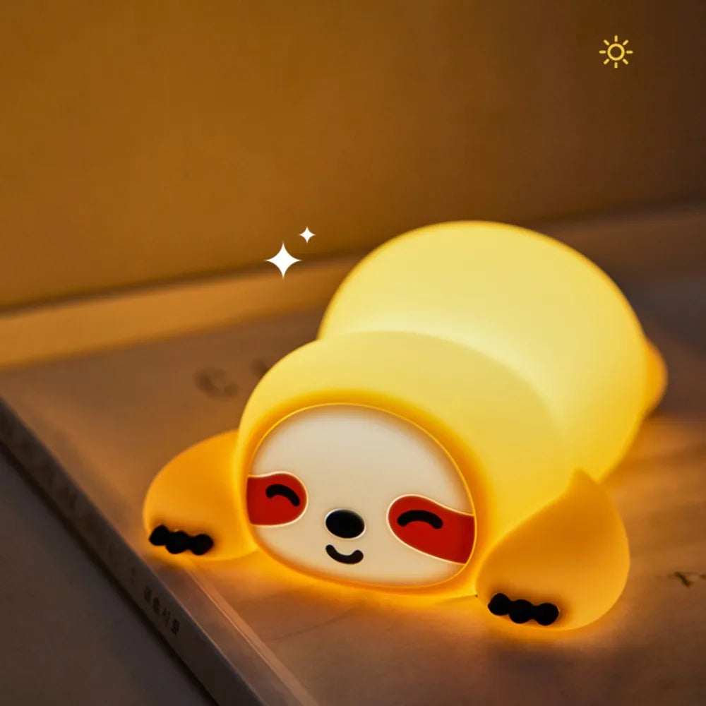 Lampe de nuit mignonne en silicone souple, renard et lapin, veilleuse de chambre d'enfant à intensité variable, rechargeable, avec minuterie et capteur tactile