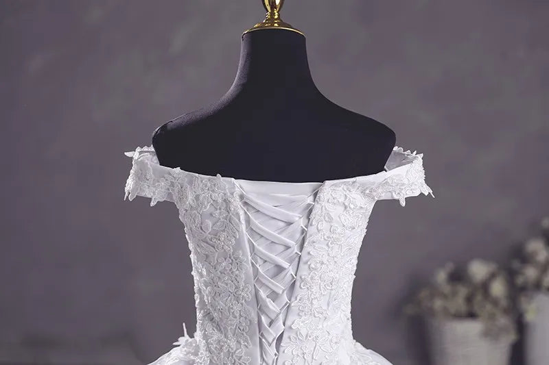 Robe de mariée Ashley Gloria Pure White, élégante robe de bal à col bateau, simple, Vestido De Noiva, grande taille, robe De Mariee