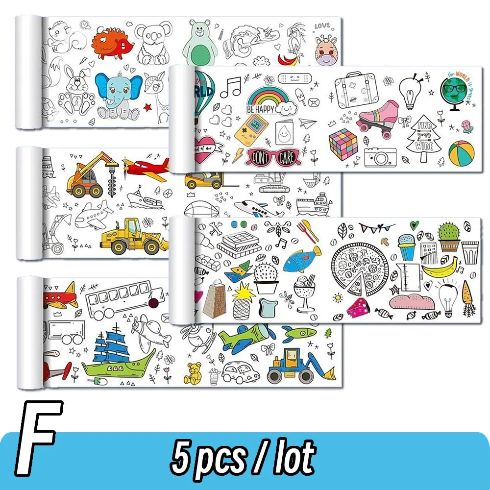 Rouleau de papier à colorier pour enfants, motif animaux, 90 cm, à découper et colorier soi-même. Idéal pour les activités manuelles et éducatives comme le graffiti ou le scrapbooking