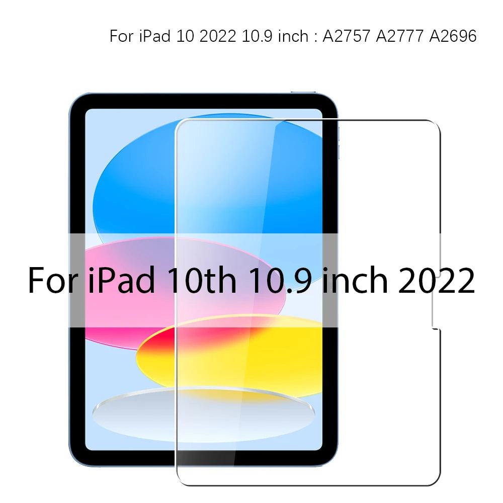 Protection d'écran en verre trempé pour Apple iPad Pro 12,9", 11", 9,7", 10,2" et 10,9", Air 4, 5, Mini 6 (5e, 6e, 7e, 8e, 9e et 10e générations) - Film protecteur