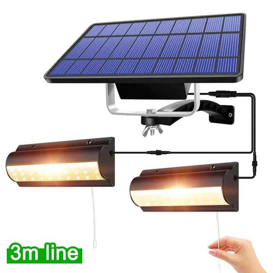 Lumières solaires lumière solaire intérieure extérieure de hangar avec interrupteur à fil de traction suspension solaire pour Patio porche grange maison de ferme avec ligne