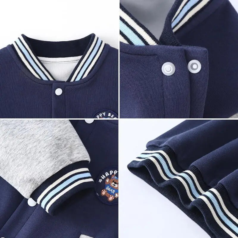 Collection printemps-automne 2025 garçons et filles - Vêtements d'extérieur tendance - Uniformes - Tenue décontractée - Veste de baseball à manches longues style dessin animé