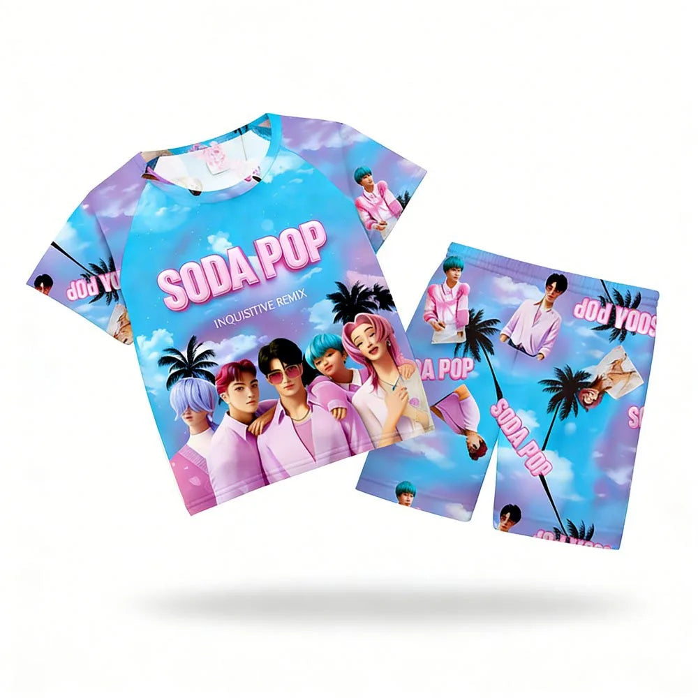 Pyjamas pour filles et enfants de 3 à 12 ans - Pyjama court d'été pour petits garçons - Thème Kpop Demon Hunters