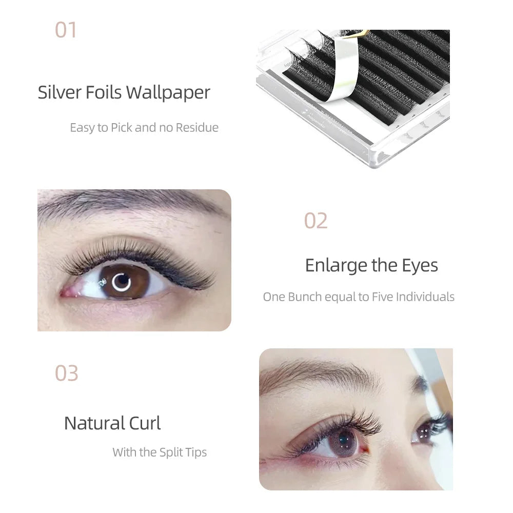 Extensions de cils NAGARAKU 5D en forme de W, gros paquet, volume méga, cils préfabriqués, cils ultra doux et denses