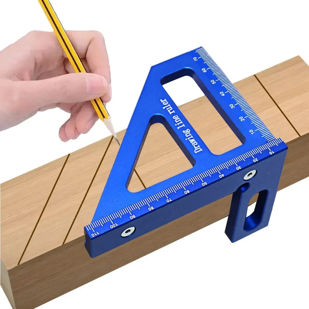 Règle de mesure multi-angle en aluminium 45 ° 90 °, rapporteur carré pour le travail du bois, règle triangulaire à onglet, outil de traçage utilitaire