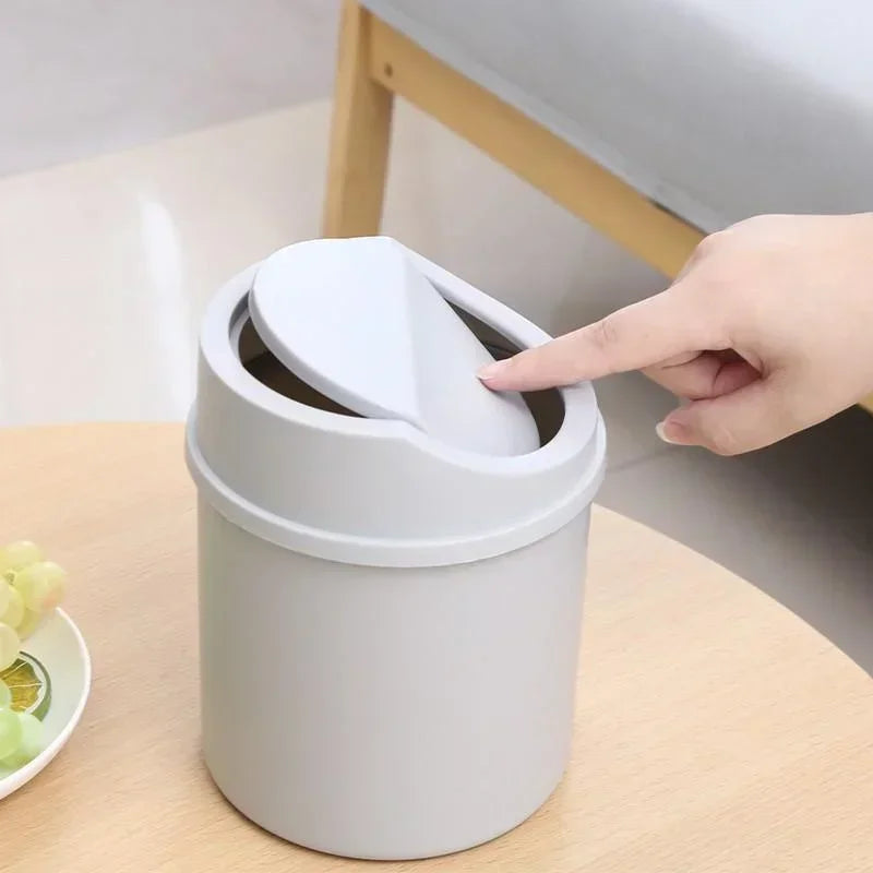 Mini poubelle de bureau tubulaire avec couvercle, idéale pour la chambre, le bureau ou l'espace de travail