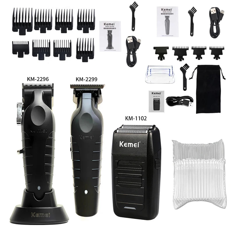 Kemei KM-2296 KM-2299 KM-1102 Kit de tondeuse à cheveux rasoir électrique pour hommes tondeuse à cheveux Machine professionnelle pour couper les cheveux