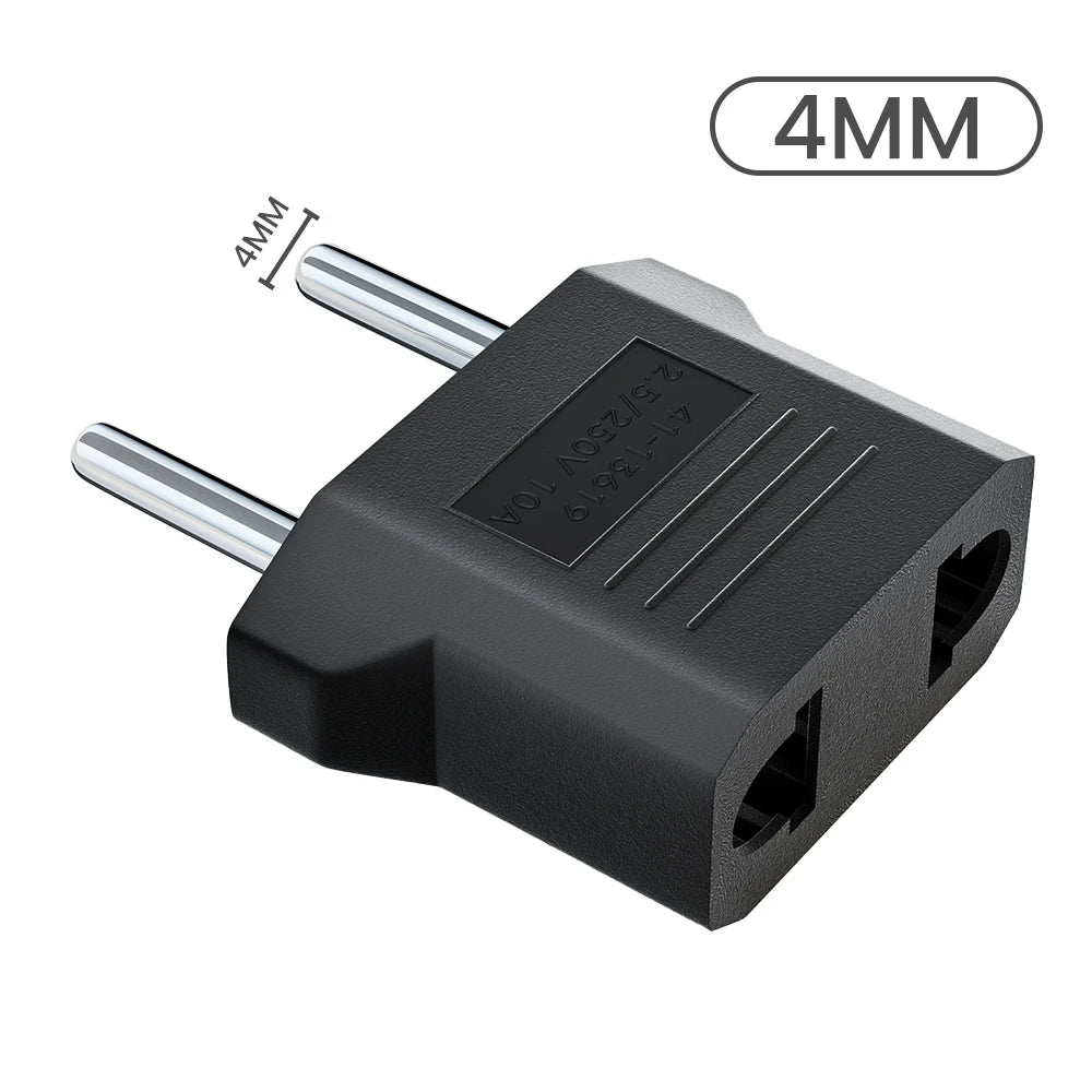 America European Mini US To EU Power Plug Adapter Russia Australia Travel Plug Converter Adapter Korea 4.0mm 4.8mm Plug 6A 125A