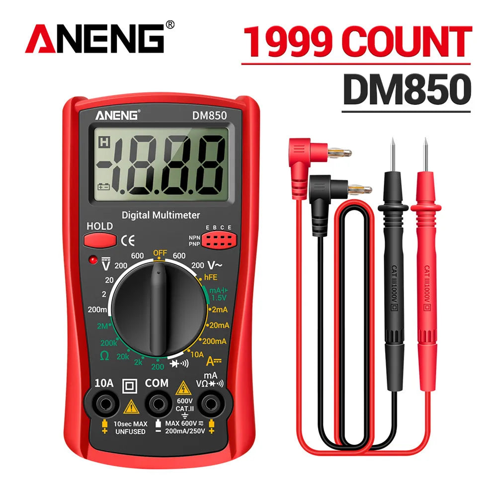 ANENG – multimètre numérique automatique professionnel DM850, 1999 points, testeur automatique de tension AC/DC, outil de détection d'ampèremètre de courant Ohm