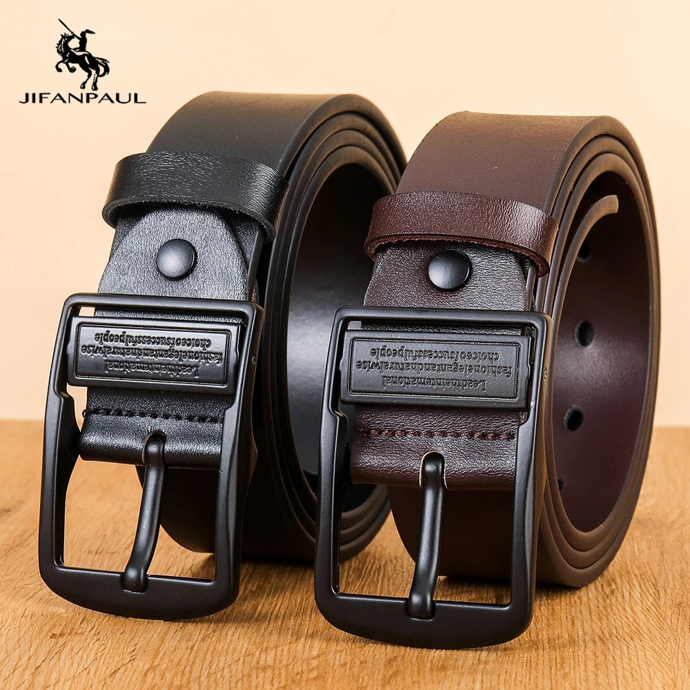 Ceinture en cuir de vache pour hommes, nouvelle mode, boucle ardillon en alliage métallique, marque de luxe pour adultes, Jeans Business décontracté, sangle de taille masculine