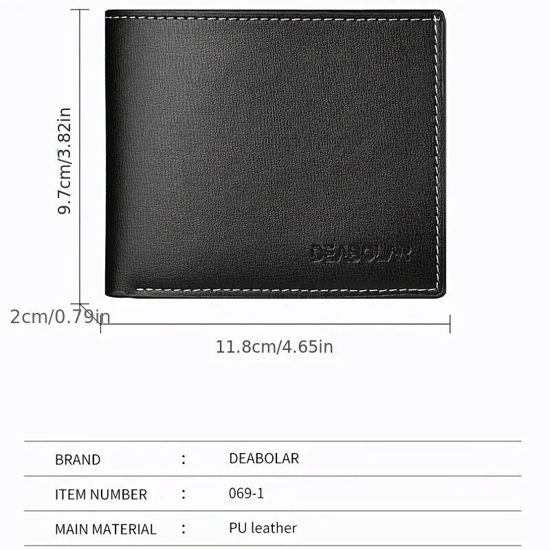 Portefeuille court en cuir Pu pour hommes, Style fin, pliable, pour jeunes hommes, porte-cartes de crédit