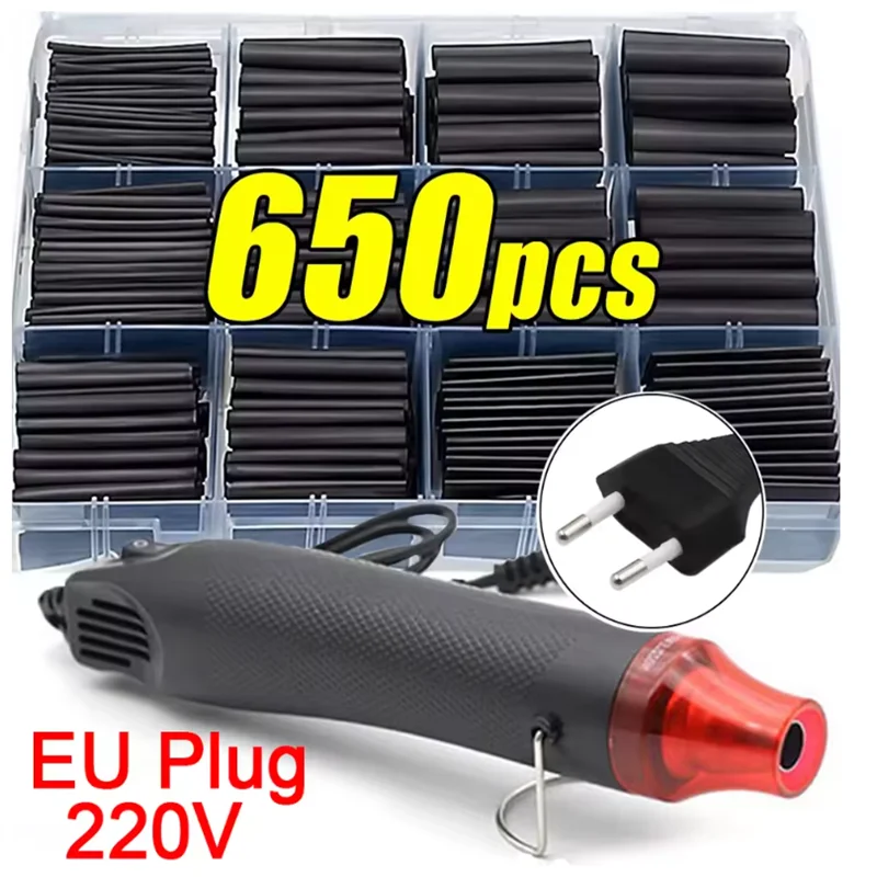 Kit de tubes thermorétractables noirs, tubes thermorésistants, emballage de fil rétractable, câble de connexion électrique, manchons d'isolation, protecteur