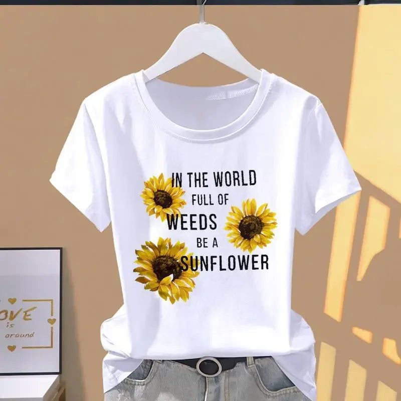 T-shirt à manches courtes pour femmes, imprimé Floral, sport, mode décontractée, explosif, années 90, Y2k